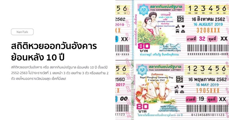 สถิติหวยออกวันอังคาร ย้อนหลัง 10 ปี เช็คที่นี่เลย! - NaniTalk