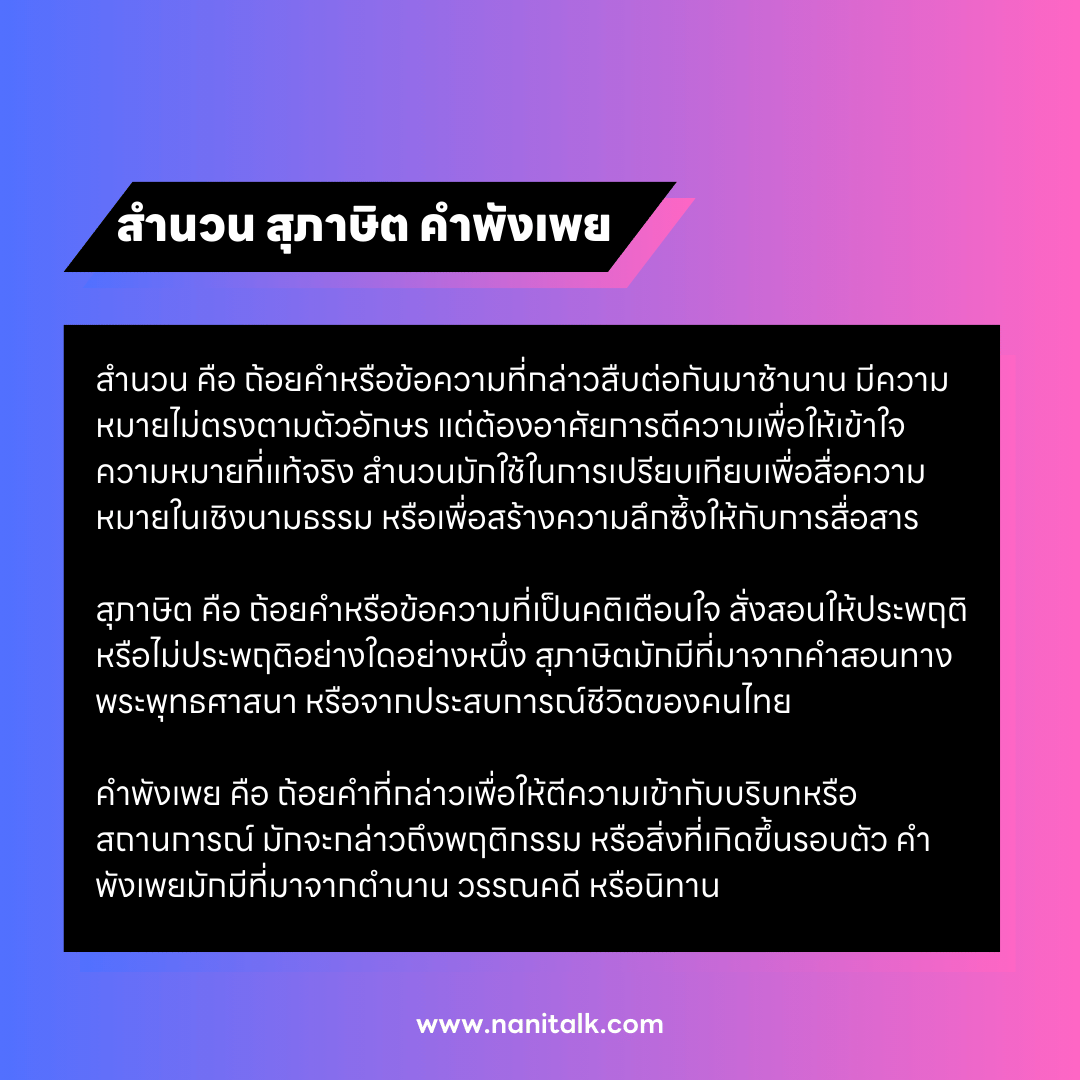 สํานวน สุภาษิต คําพังเพยไทย คืออะไร?