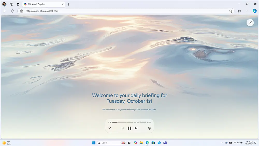 The Copilot Daily screen on Windows